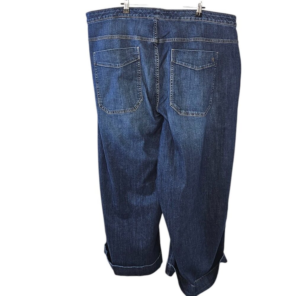 Pilcro Anthropologie Dark Blue Wide Leg Jeans Size 24W - Picture 4 of 11